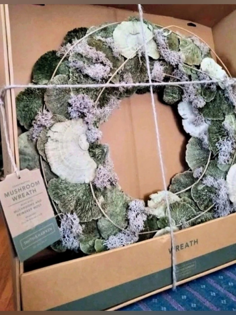 New Smith & Hawken Handcrafted Mushroom Wreath (21")